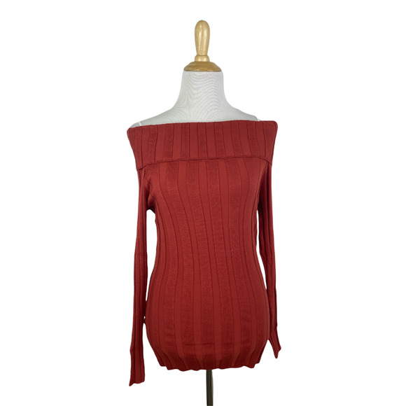 NEW INC Off-Shoulder Ribbed Sweater Size Large - Picture 1 of 3